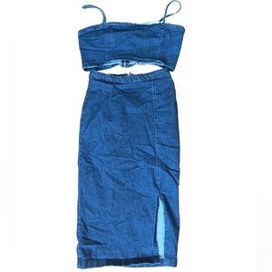 Denim Crop Top and Pencil Skirt